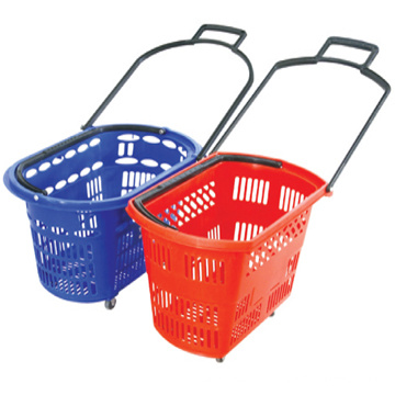 Top vente rouleau en plastique shopping plastique rouge panier panier avec du plastique de roues panier à vendre